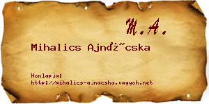 Mihalics Ajnácska névjegykártya